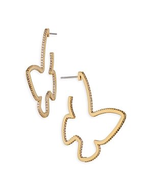 Nadri Cirque Pave Butterfly Hoop Earrings In 18k Gold Plated