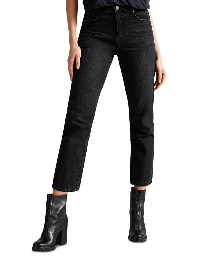 Ted Baker Tisola High Rise Straight Leg Jeans in Black | Bloomingdale's