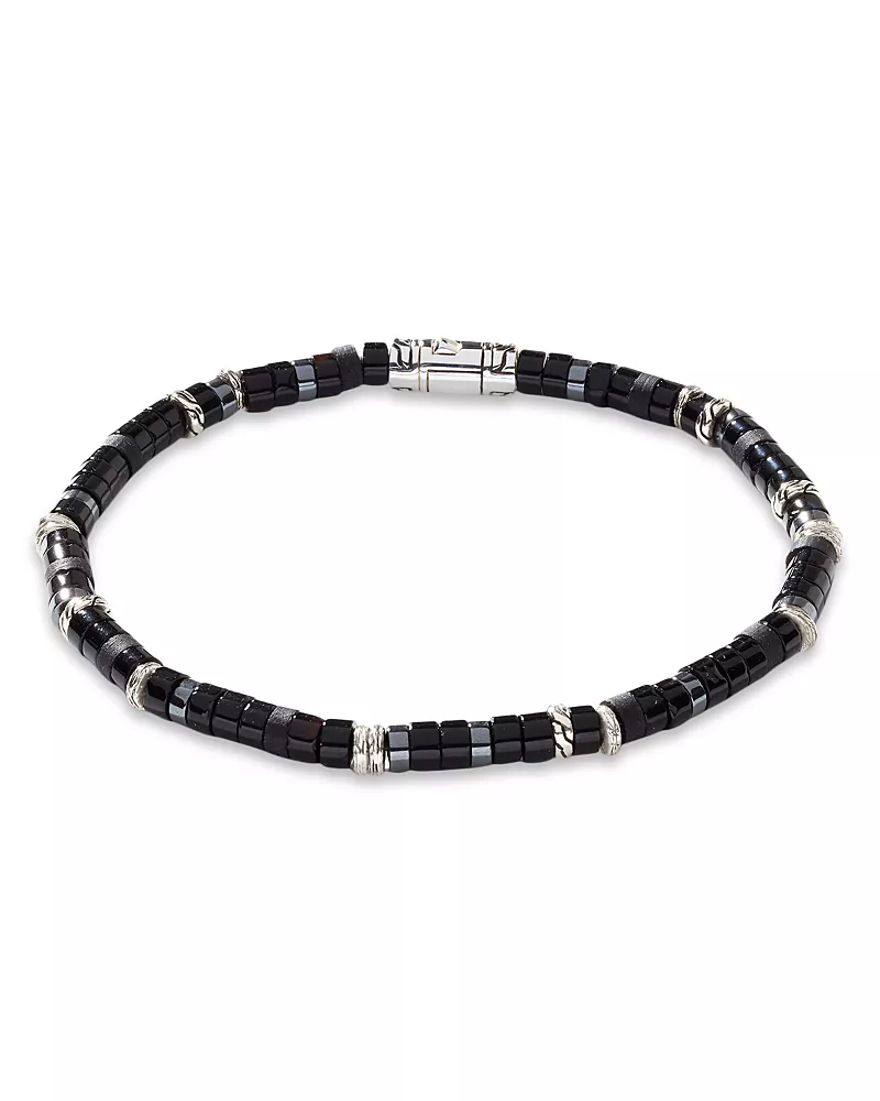 John Hardy Men's Sterling Silver Classic Chain Onyx & Hematite Bead Heishi Bracelet