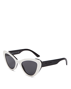 Prada Bicolor Acetate Cat-eye Sunglasses In White/gray