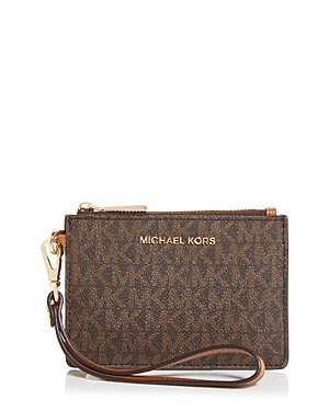 Michael Michael Kors Jet Set Small Signature Print Coin Purse In Brown