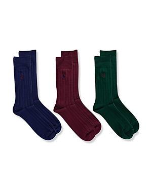 Polo Ralph Lauren Supersoft Ribbed Dress Socks - Pack Of 3 In Laven