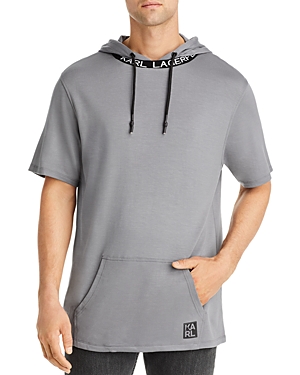 KARL LAGERFELD SHORT SLEEVE HOODIE WITH LOGO AT NECK
