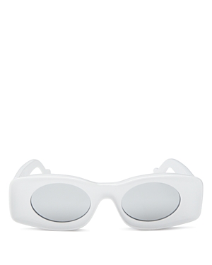 Shop Loewe Paula's Ibiza Rectangle Sunglasses, 49mm In White/gray Mirror Solid