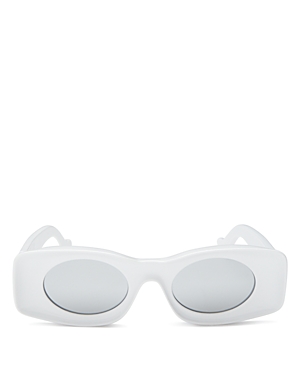 Loewe Paula's Ibiza Rectangle Sunglasses, 49mm In White/gray Mirror