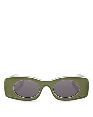 Loewe Paula's Ibiza Rectangle Sunglasses, 49mm In Green/gray Solid