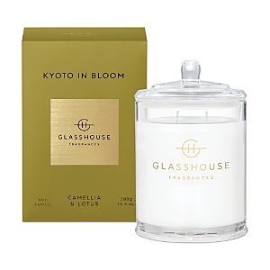 Glasshouse Fragrances 13.4 Oz. Kyoto In Bloom Scented Candle In Gold