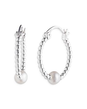 Ralph Lauren - Sterling Silver Freshwater Pearl Hoop Earrings
