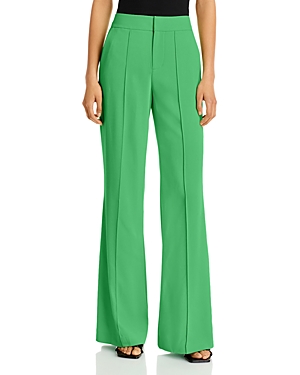 Alice And Olivia Dylan High-waisted Wide Leg Pants In Garden Green Crepe