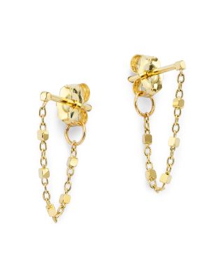 Zoë Chicco - 14K Yellow Gold Simple Gold Square Bead Chain Hoop Earrings