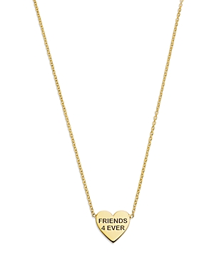 Zoë Chicco 14k Yellow Gold Feel The Love Friends 4 Ever Heart Pendant Necklace, 14-16