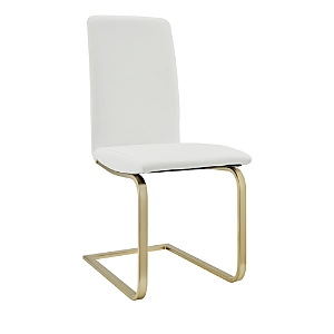 Euro Style Cinzia Side Chair, Set Of 2 In White/matte Brushed Gold