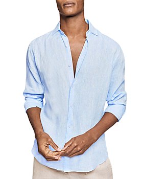 Nidicus Men Comfort Fit Retro Solid Long Sleeve Button Down Linen Shirt