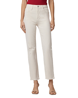 Hudson Remi High Rise Straight Ankle Jeans In White In Distressed ...