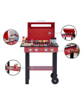 Kids Little Help Wood Backyard BBQ Red Play Kitchen - Ages 3+