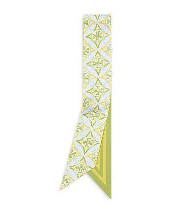 Tory Burch Mosaic Monogram Silk Ribbon Tie | Bloomingdale's