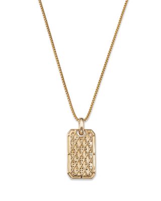 Men&#39;s Diamond Dog Tag Pendant Necklace in 14K Yellow Gold, 0.50 tcw 