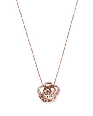 Diamond Rose Flower Pendant Necklace in 14K Rose Gold, 0.30 tcw 