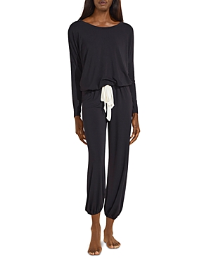Eberjey Gisele Slouchy Stretch-jersey Pyjama Set In Black/ivory