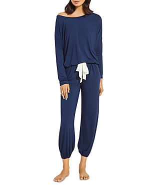 Eberjey Gisele Jersey Knit Slouchy Pajamas In Navy/ivory