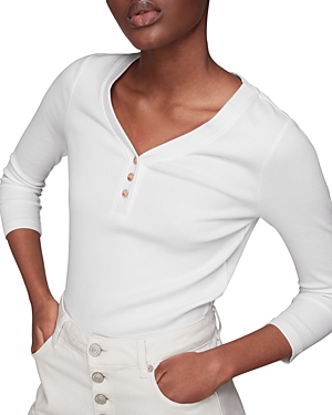 Shop Whistles Paiton Ribbed Henley Top In White