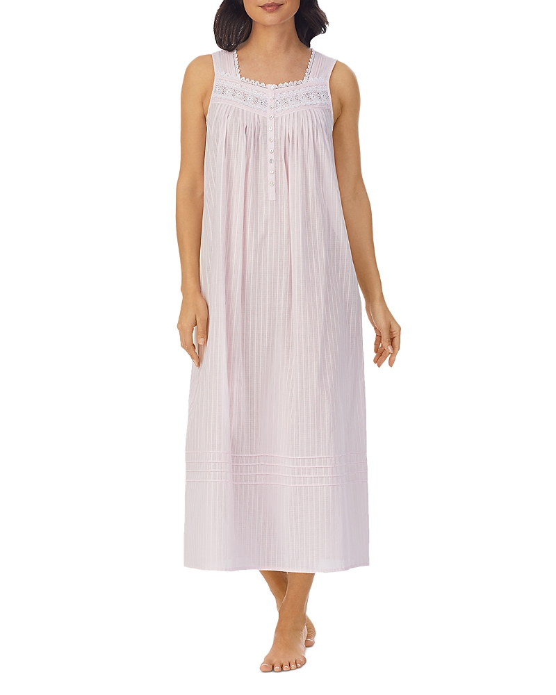 Eileen West Dobby Stripe Cotton Ballet Nightgown In Blush