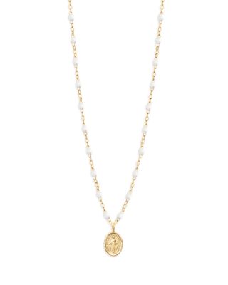 Gigi Clozeau - Resin & 18K Yellow Gold Classic Dangling Madone Necklace, 16.5"