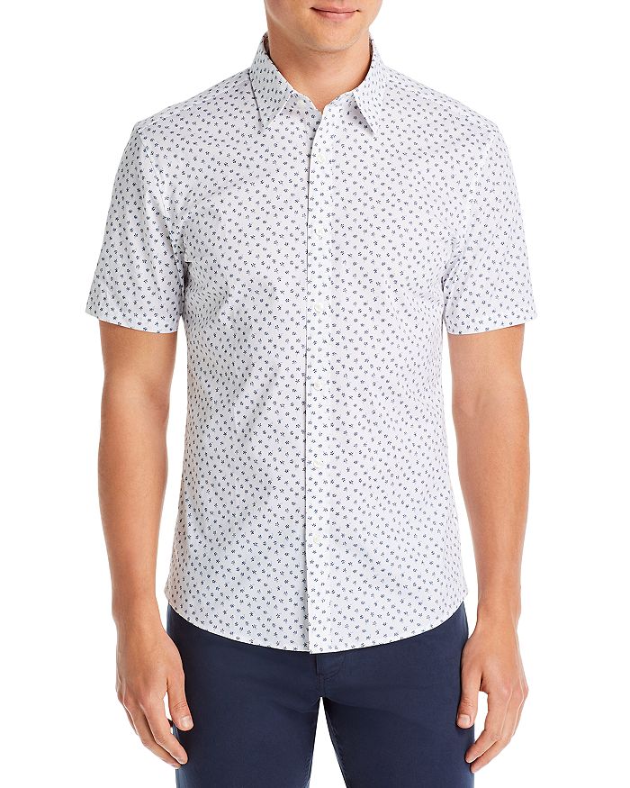 Michael Kors Slim-fit Printed Stretch Shirt in White for Men