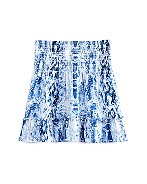 Aqua Girls' Faux Snakeskin Smocked Skirt, Big Kid - 100% Exclusive In Navy