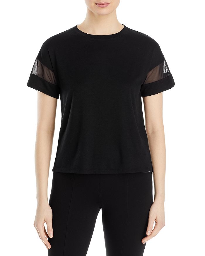Marc New York Performance Womens Short V-Neck Active Tee with Mesh Bands on The Sleeve