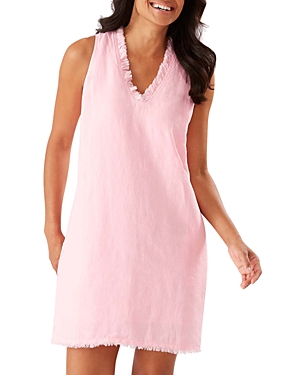 Tommy Bahama Two Palms Ruffle V-neck Linen A-line Dress In Bikini