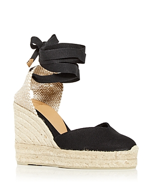 Castaã±er Women's Chiara Ankle Tie Wedge Espadrille Sandals In Black