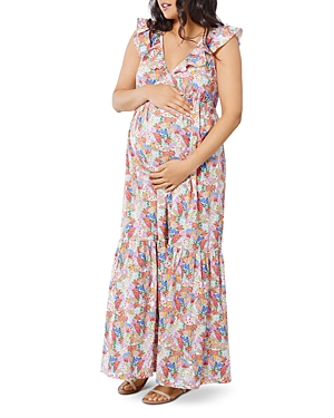 Shop Ingrid & Isabel Maternity Maxi Dress In Multi Floral