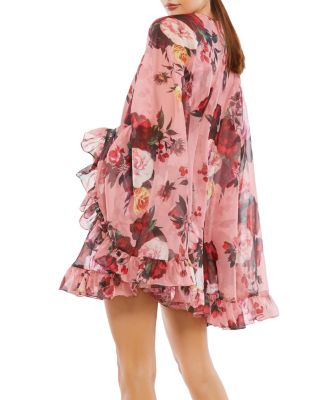 Ruffled Cape Overlay Dress