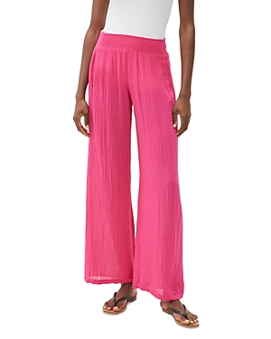 Michael Stars Smocked Wide Leg Pants In Magenta