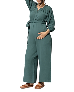 Nom Maternity Alma Maternity Jumpsuit In Eucalyptus