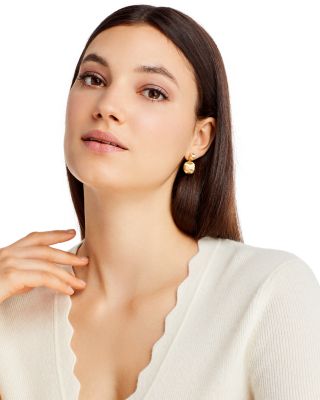 18K Yellow Gold Bead Drop Earrings