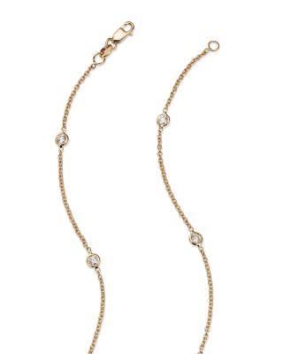 18K White Gold or Yellow Gold Diamond Station Necklace, 16"