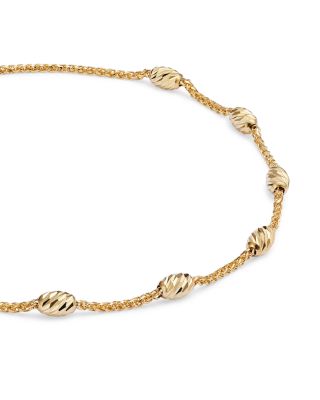 14K Yellow Gold Beaded Wheat Chain Bracelet  