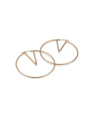 14K Yellow Gold V-Hoop Earrings 