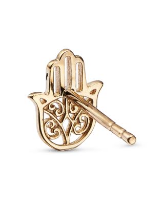 Hamsa Hand Stud Earrings in 14K Yellow Gold - Exclusive 