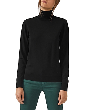 Armani Collezioni Emporio Armani Merino Wool Turtleneck Sweater In Solid Black