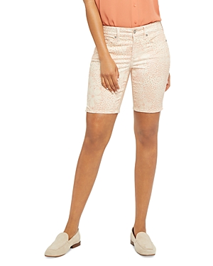 Nydj Ella Denim Shorts In Optic White In Daydream Leopard