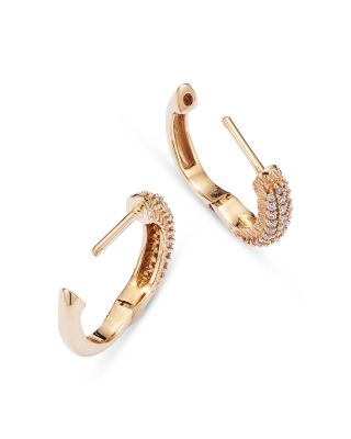 Diamond Hoop Earrings in 14K Yellow Gold, .20 tcw&nbsp;- Exclusive