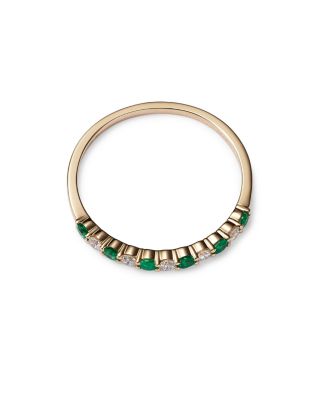 Emerald & Diamond Stacking Ring in 14K Yellow Gold 