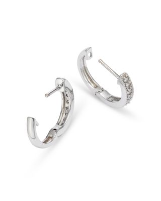 Diamond Bezel Set Huggie Hoop Earrings in 14K White Gold, .30 tcw&nbsp;