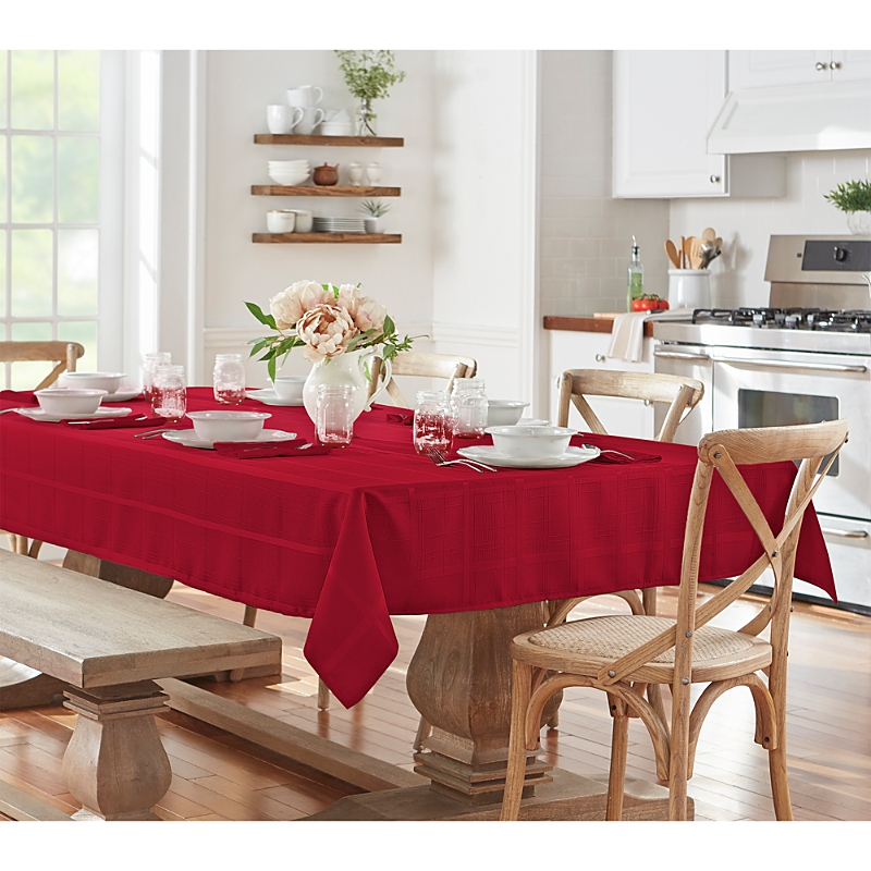 Villeroy & Boch Elrene Elegance Plaid Jacquard Tablecloth, 52 X 52 In Red