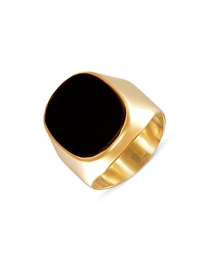 Bloomingdale's Men's Onyx Ring In 14k Yellow Gold - 100% Exclusive In Black/gold
