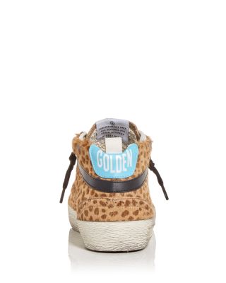 Women's Mid Star Giraffe Print Real Calf Hair Mid Top Sneakers