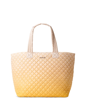 Mz Wallace Large Metro Gradient Quilted Nylon Tote Deluxe In Sunflower Ombre/silver
